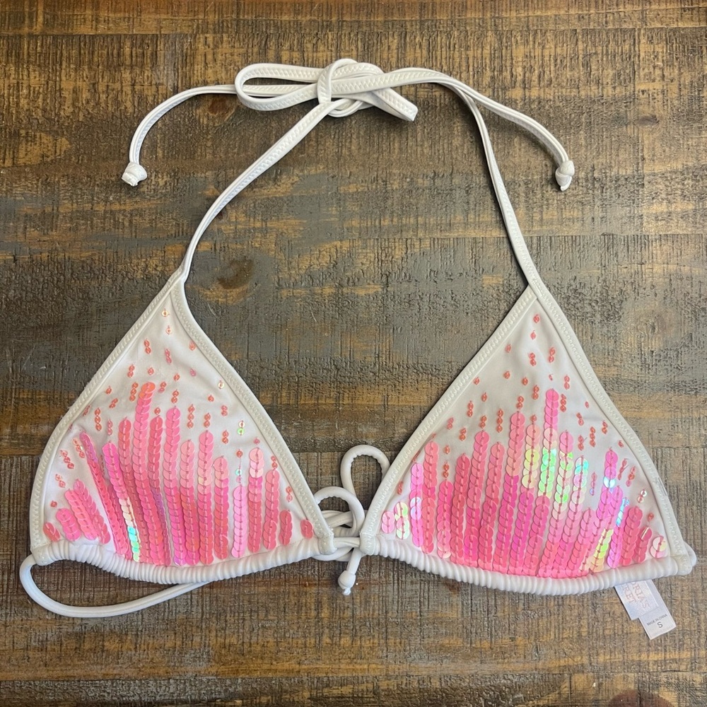 Vintage Y2K Victoria’s Secret Sequin Bling triangle Bikini Top